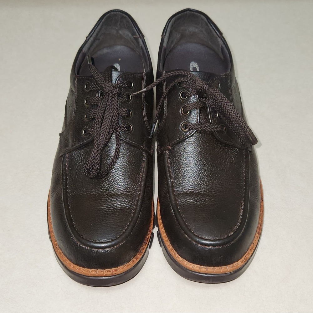 Calto G63811 Mens Elevator Shoes Dark Brown Leather Moc Toe Lug Sole Size 10